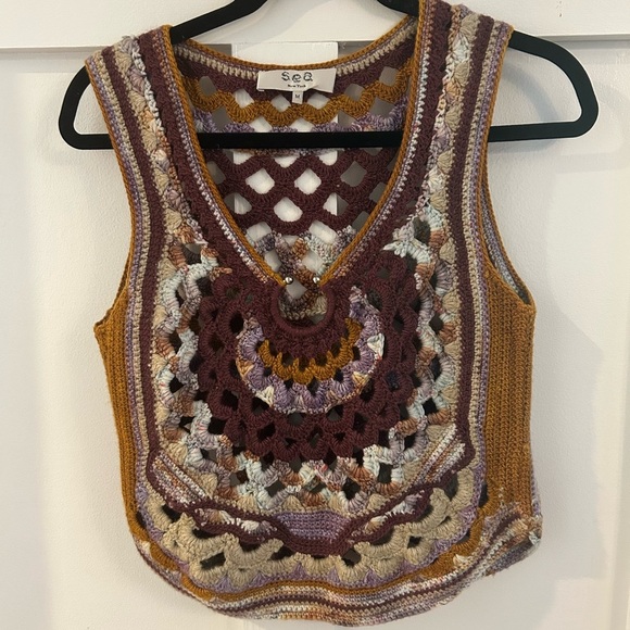 Sea New York Ryan Crochet sweater vest size Medium - Picture 3 of 7